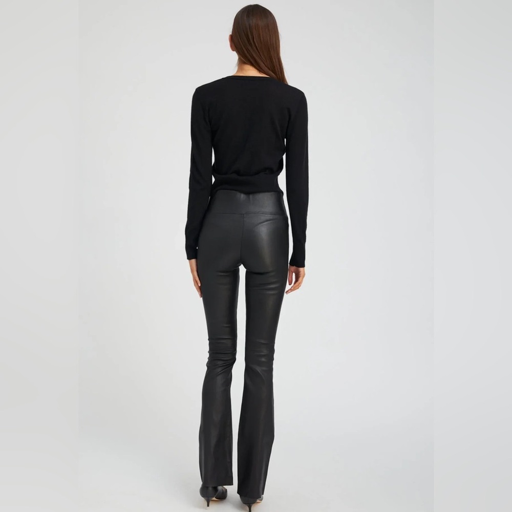 SPRWMN Luxury 100% Leather Crop Micro Flare Pants High Rise Size L - Picture 15 of 16
